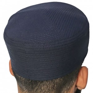 Navy Blue Premium Quality Quilted Turban Cap / Hat / Kufi IBZ-402-4
